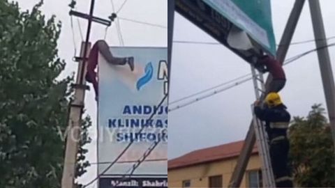 Andijonda reklama banneri ilayotgan shaxsni kuchli tok urdi. Holat yuzasidan izoh berildi