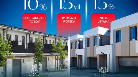 Atigi 10% boshlang&lsquo;ich to&lsquo;lov va yillik 15 foiz stavka bilan ipoteka
