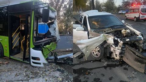 Toshkentda avtobus va Lacetti to&lsquo;qnashdi
