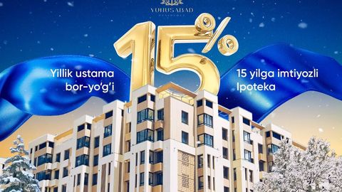 Yunusabad Residence&rsquo;dan &ldquo;Yangi yil&rdquo; aksiyasi! 15% yillik ustama bilan imtiyozli ipoteka asosida premium xonadon sohibi bo&lsquo;ling&nbsp;