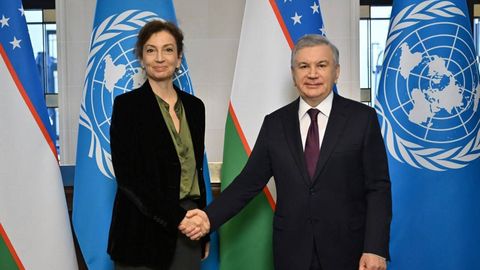 Шавкат Мирзиёев Францияда ЮНЕСКО бош директорини қабул қилди