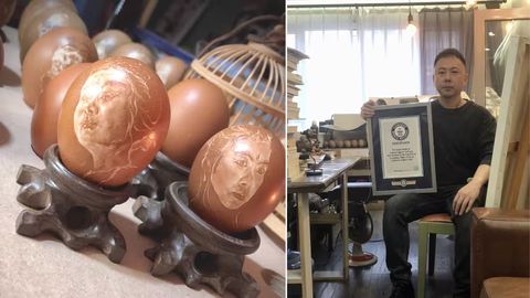 Xitoylik rassom mingta tuxum tufayli Ginnes rekordchisiga aylandi