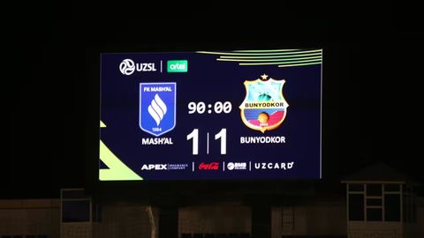 Superliga. &ldquo;Mashʼal&rdquo; &ldquo;Bunyodkor&rdquo;ga so&lsquo;nggi daqiqalarda gol urib, mag&lsquo;lubiyatdan qutulib qoldi