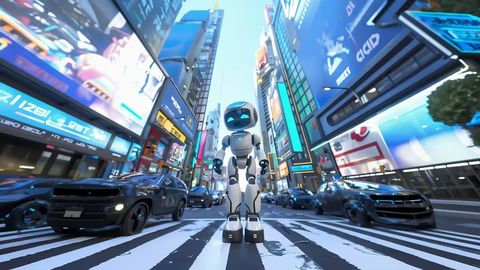AQSHda 2 qiz odamsimon robotga yo&lsquo;lni kesib o&lsquo;tishga yordamlashdi (video)