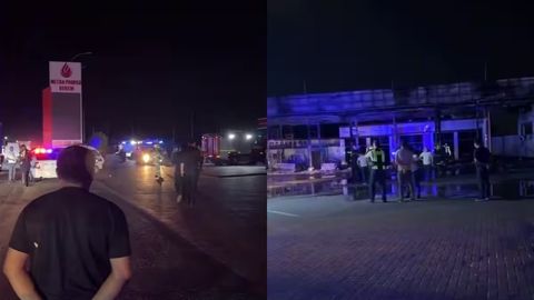 Jomboy tumanidagi zapravka yonib ketdi (video)