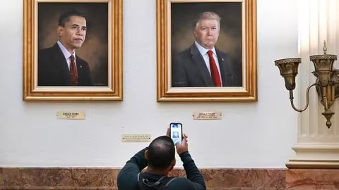 Tramp Obama va Bushlarning portretlarini Oq uyning yopiq qismiga ko&lsquo;chirdi