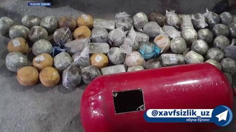 Тожикистондан машина газ баллонида 60 килога яқин гиёҳвандлик воситасини ўтказмоқчи бўлган шахс ушланди