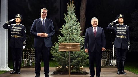 Shavkat Mirziyoyev va Aleksandr Vuchich birgalikda daraxt ekdi