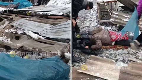 В одном из рынков Андижана на продавца обрушился торговый ряд (видео)