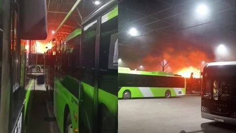 Тошкентдаги автопаркда автобус бутунлай ёниб кетди