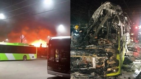 В Ташкенте в автопарке полностью сгорел пассажирский автобус