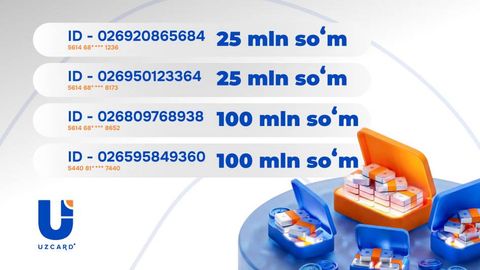UZCARD “Омад мавсуми” акциясининг иккинчи мавсумининг иккинчи босқичида 250 млн сўм ўйнади