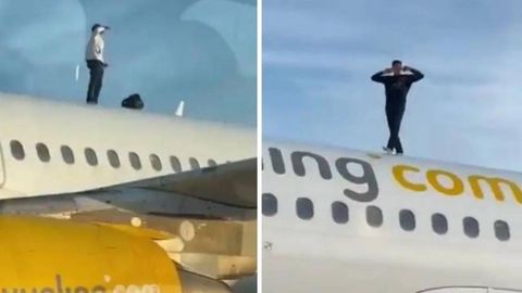 Ispaniyada erkak samolyot ustiga chiqib, raqs tushdi (video)