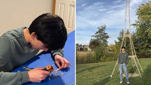 АҚШда ўсмир бола тиш тозалагичлардан Эйфель минораси қуриб, Гиннес рекорди ўрнатди (фото)