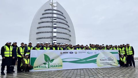 Uzbekistan's NMMC plants 50,000 saxaul seedlings on dried bed of Aral Sea