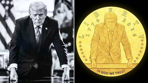Трамп тасвири туширилган 24 каратли олтин танга чиқарилади