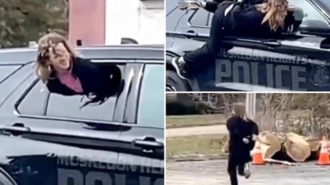 AQSHda qo‘li kishanlangan ayol politsiya mashinasidan qochib ketdi (video)