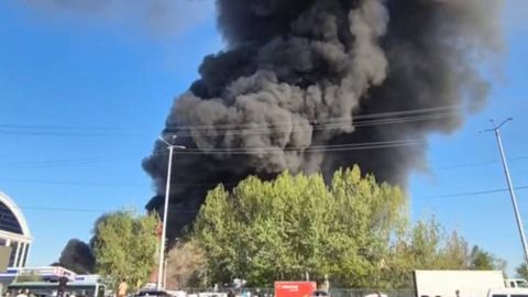 На рынке «Бешкурган» в Ташкенте произошел крупный пожар (видео)