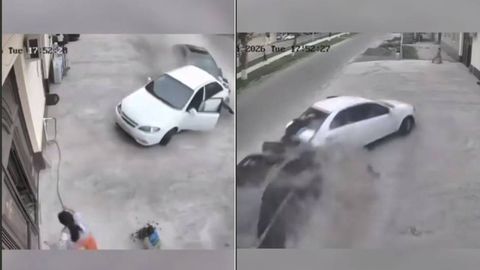 Самарқандда маст ҳайдовчи юқори тезликда ҳаракатланиб, тўхтаб турган автомобилни “учириб” кетди
