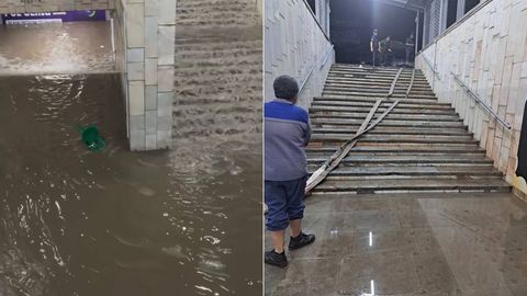 В Ташкенте ливень затопил вход в метро «Чорсу» (видео)