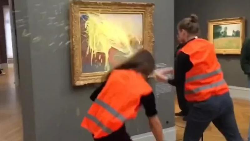 Germaniyada Klod Monening “Pichan g‘arami” kartinasiga pyure sepib yuborishdi (video)