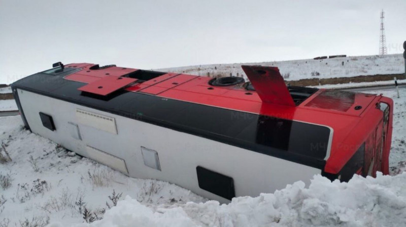 Passenger bus bound for Uzbekistan overturns in Russia