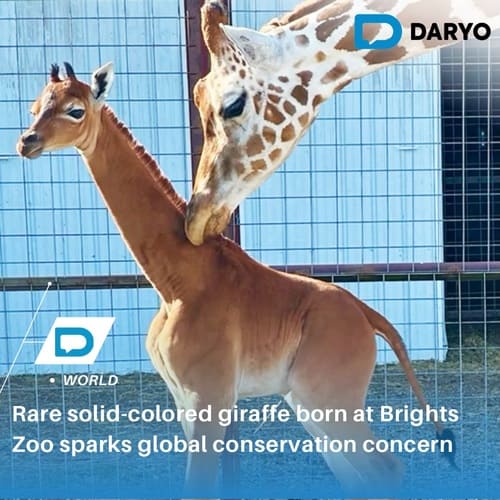 Rare solid-colored giraffe born at Brights Zoo sparks global