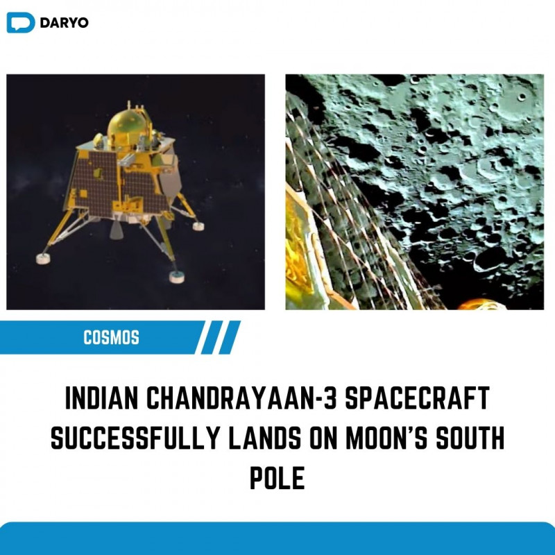 Indian Chandrayaan-3 spacecraft successfully lands on Moon's South Pole