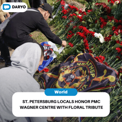 St. Petersburg locals honor PMC Wagner centre with floral tribute