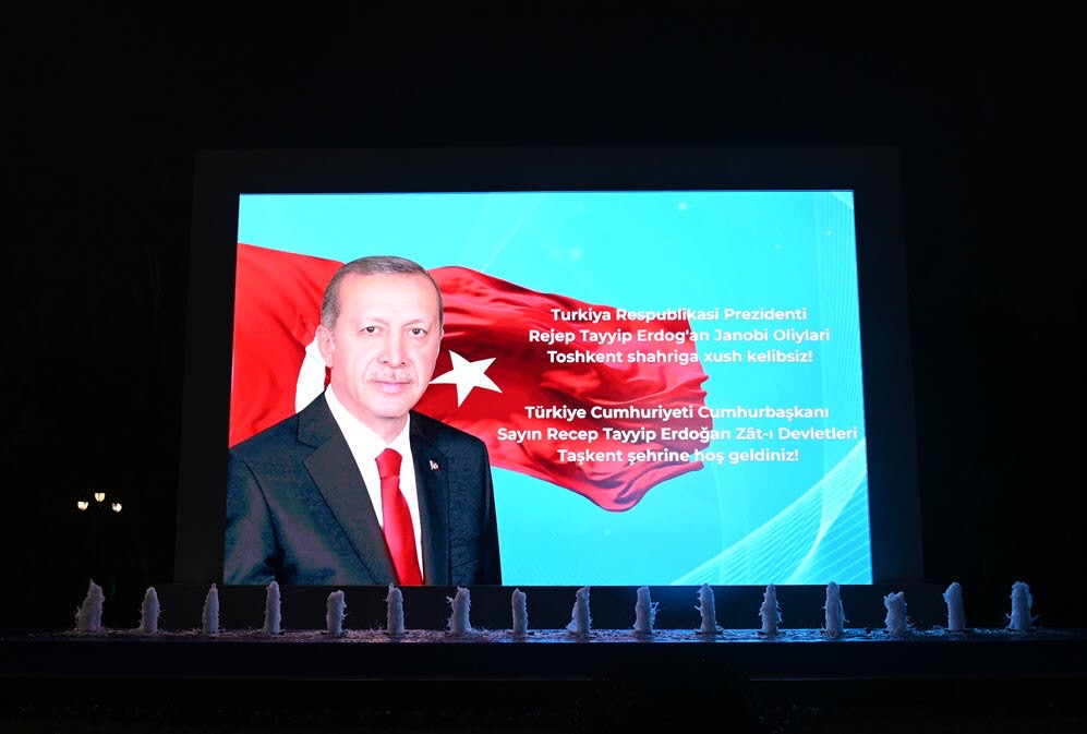 Turkish President Recep Tayyip Erdogan arrives in Tashkent for ECO Summit 