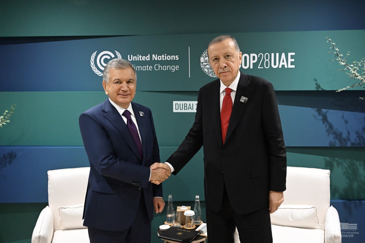 President of Uzbekistan, Shavkat Mirziyoyev with the President of Turkey, Recep Tayyip Erdogan.
