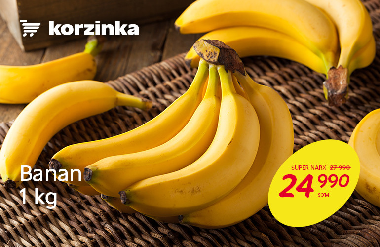 Yetilib pishgan bananlarga Korzinkadan unumli narx – 24 990 so‘m!