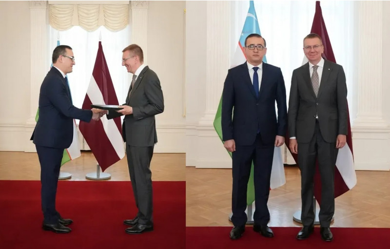 O‘zbekistonning yangi elchisi Latviya prezidentiga ishonch yorliqlarini topshirdi