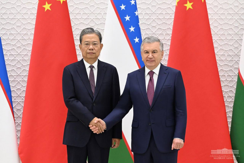President Mirziyoyev and Chairman Zhao Leji discuss commencement of China-Kyrgyzstan-Uzbekistan railway