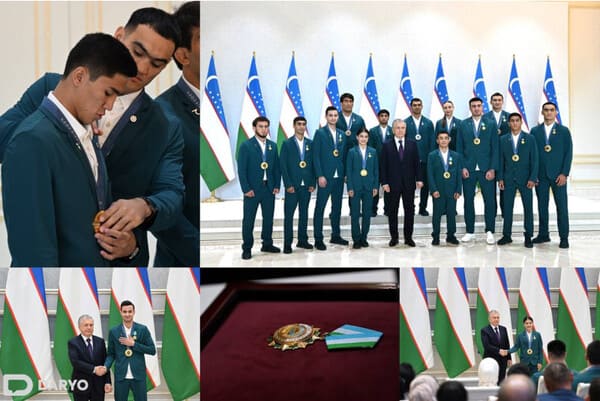 Parij Olimpiadasi sovrindorlari va murabbiylariga faxriy unvon va ordenlarni topshirish marosimi — suratlarda