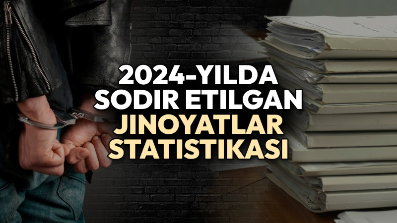 Zo‘ravonlikdan odam savdosigacha: O‘zbekistonda 2024-yilda sodir etilgan jinoyatlar statistikasi ochiqlandi 