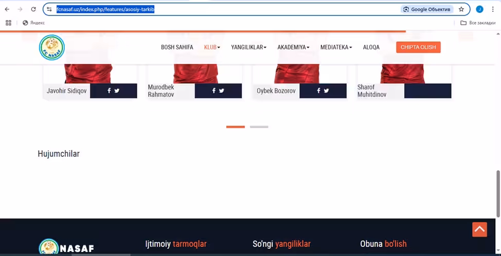 “Nasaf” klubi rasmiy saytidan