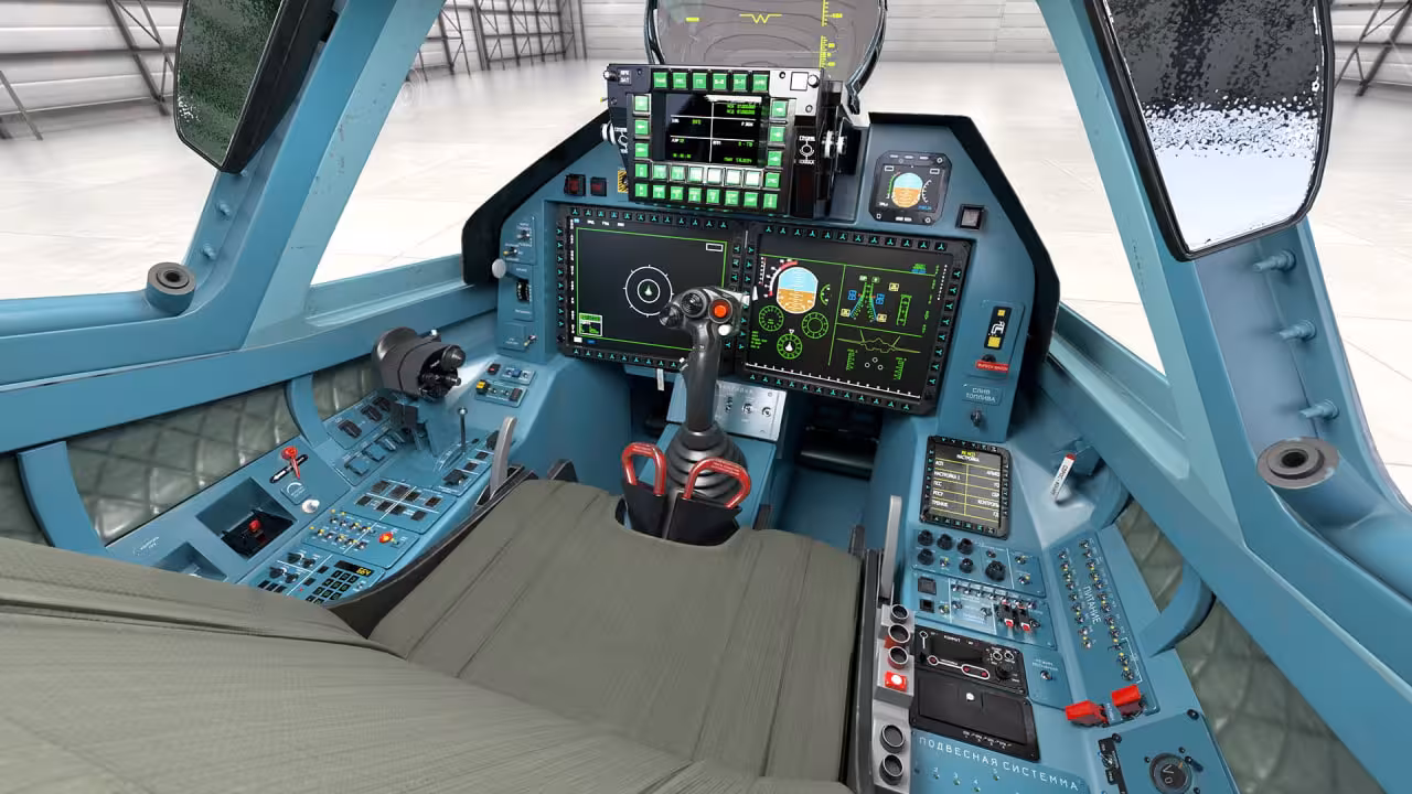 Su-57 qiruvchisining kabinasi (cockpit qismi