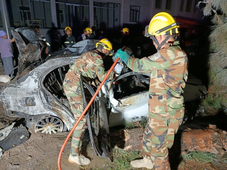 Namanganda haydovchi YTH oqibatida avtomobili bilan birga yonib ketdi