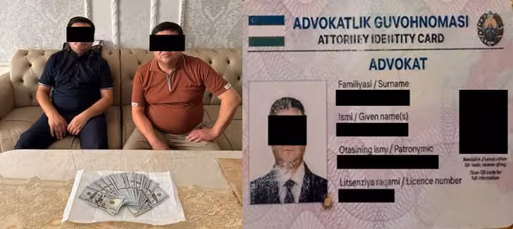 Тошкентда ички ишлар мансабдори ниқоби остидаги адвокат ва унинг шериги қўлга олинди