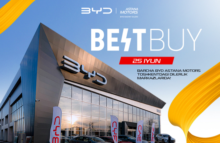 BYD Astana Motors расмий дилерлик тармоғи Тошкентдаги барча бешта дилерлик марказида 