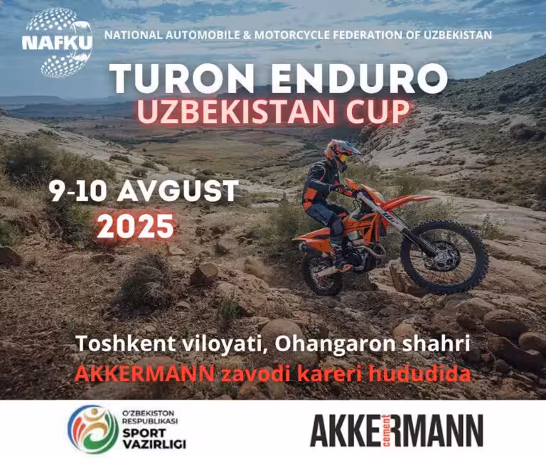 Оҳангаронда “ Turon Enduro Uzbekistan Cup” эндуро мототцикл мусобақаси бўлиб ўтади 