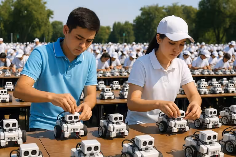 O‘zbekistonlik talabalar bir vaqtda 2 mingta robot yasab Ginnes rekordini yangilamoqchi